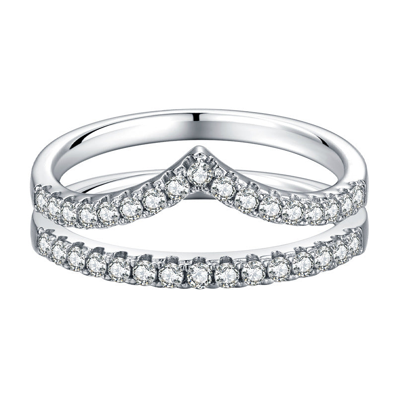 Moissanite Ring S925 Silver Plated Band Jewelry
