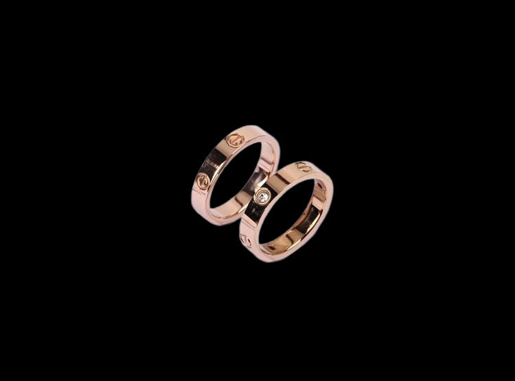 Rose Gold Titanium Steel Couple Rings for Students