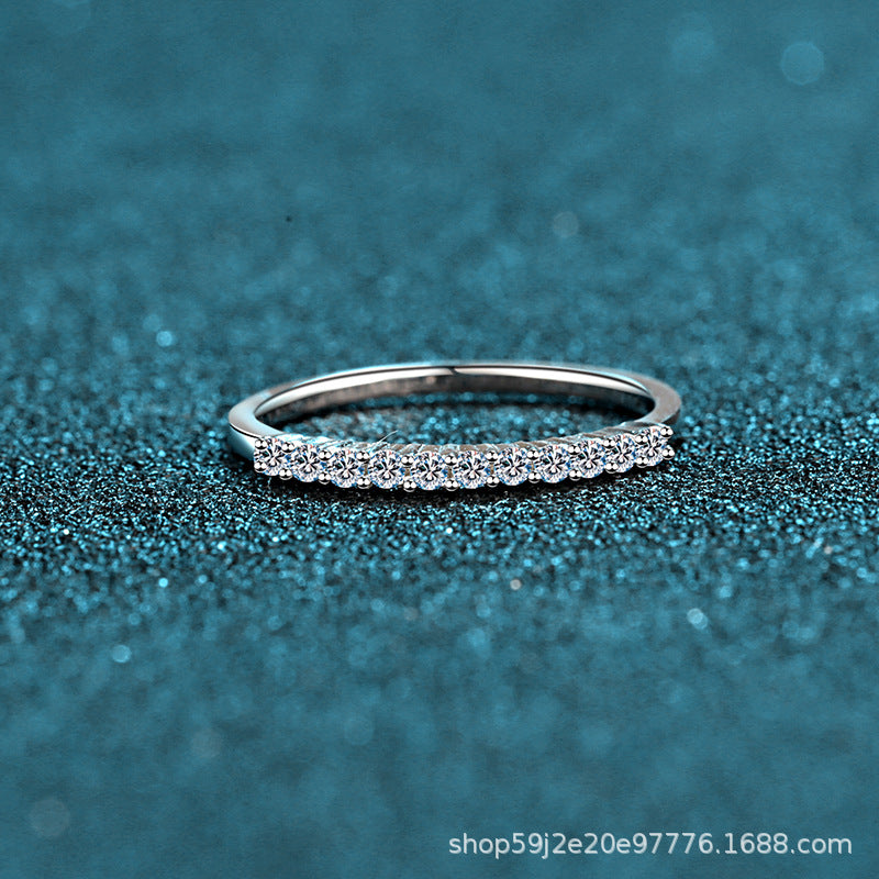 S925 Silver Ring with 16-Point Moissanite Engagement