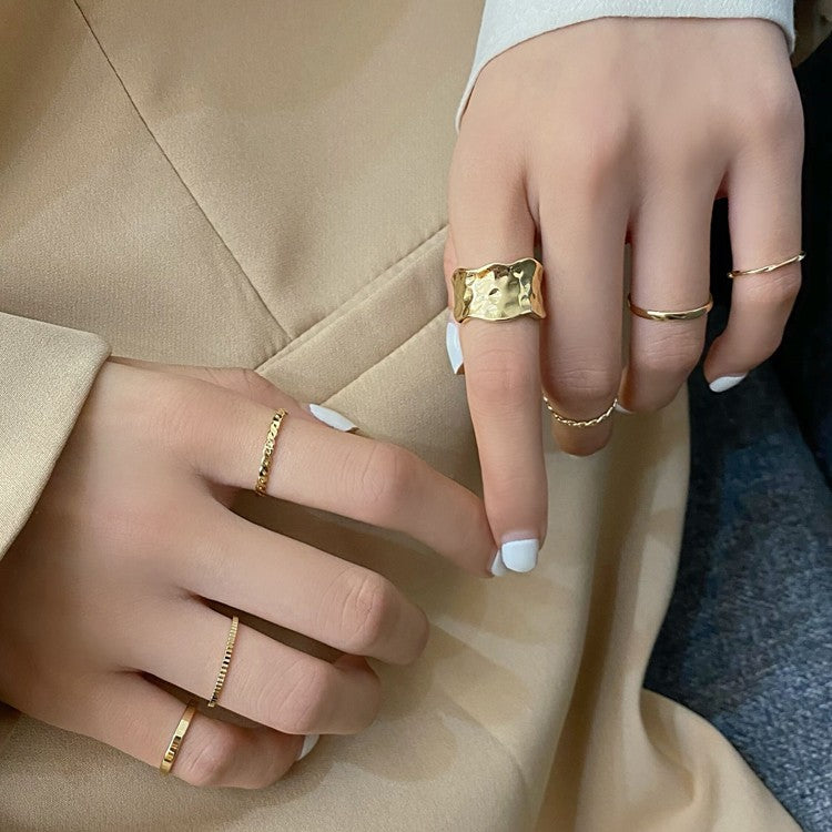 Japanese Korean Style Seven-Piece Ring Collection