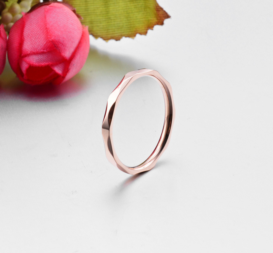 Korean Style Titanium Steel Couple Rings - Rose Gold