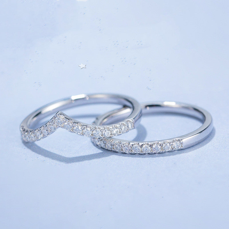 Moissanite Ring S925 Silver Plated Band Jewelry