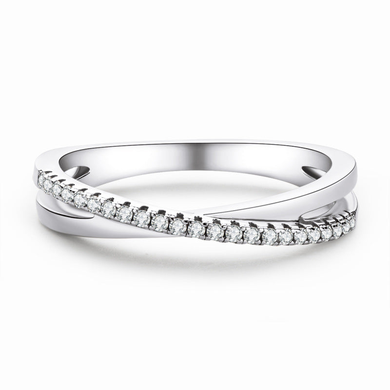 Korean Style Moissanite Cross Ring in S925 Silver