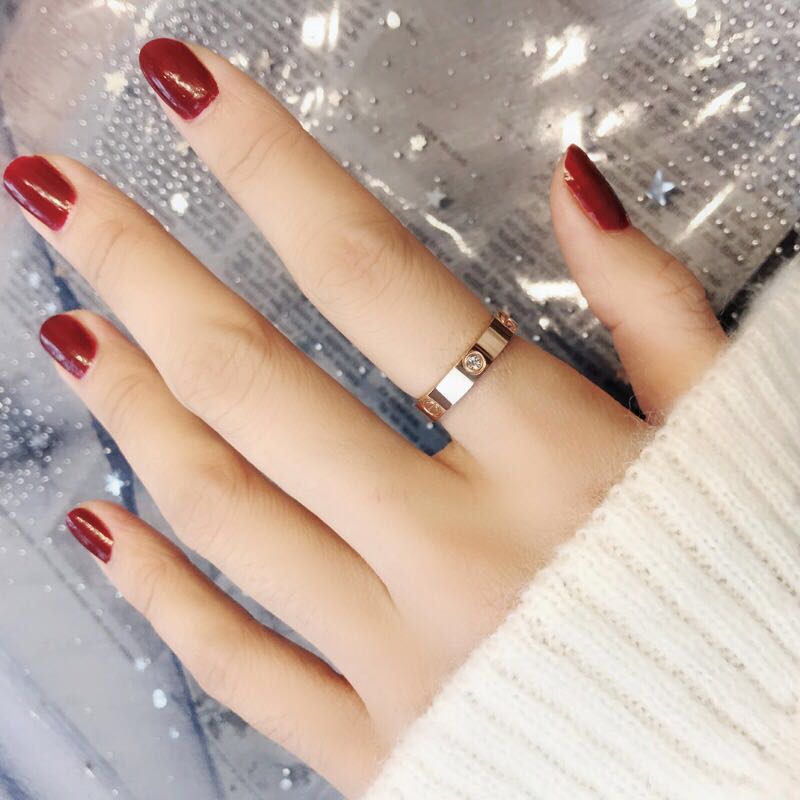 Rose Gold Titanium Steel Couple Rings for Students