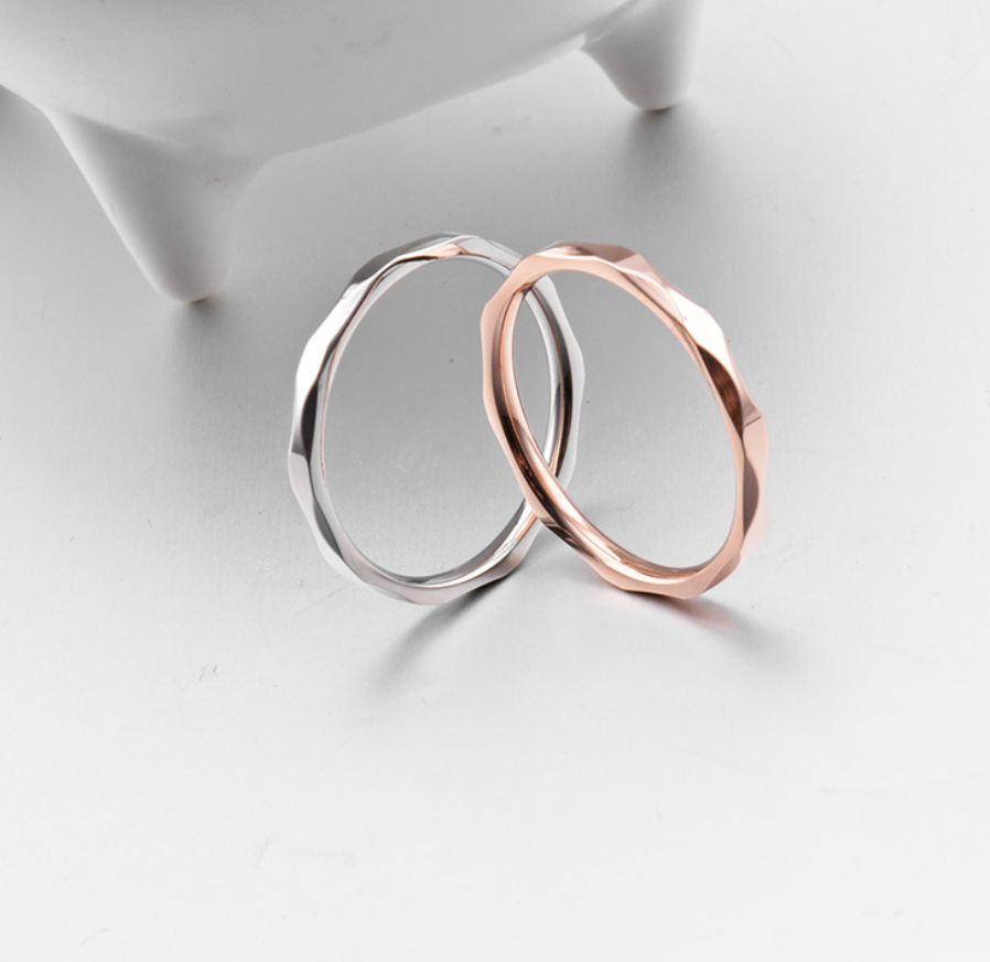 Korean Style Titanium Steel Couple Rings - Rose Gold