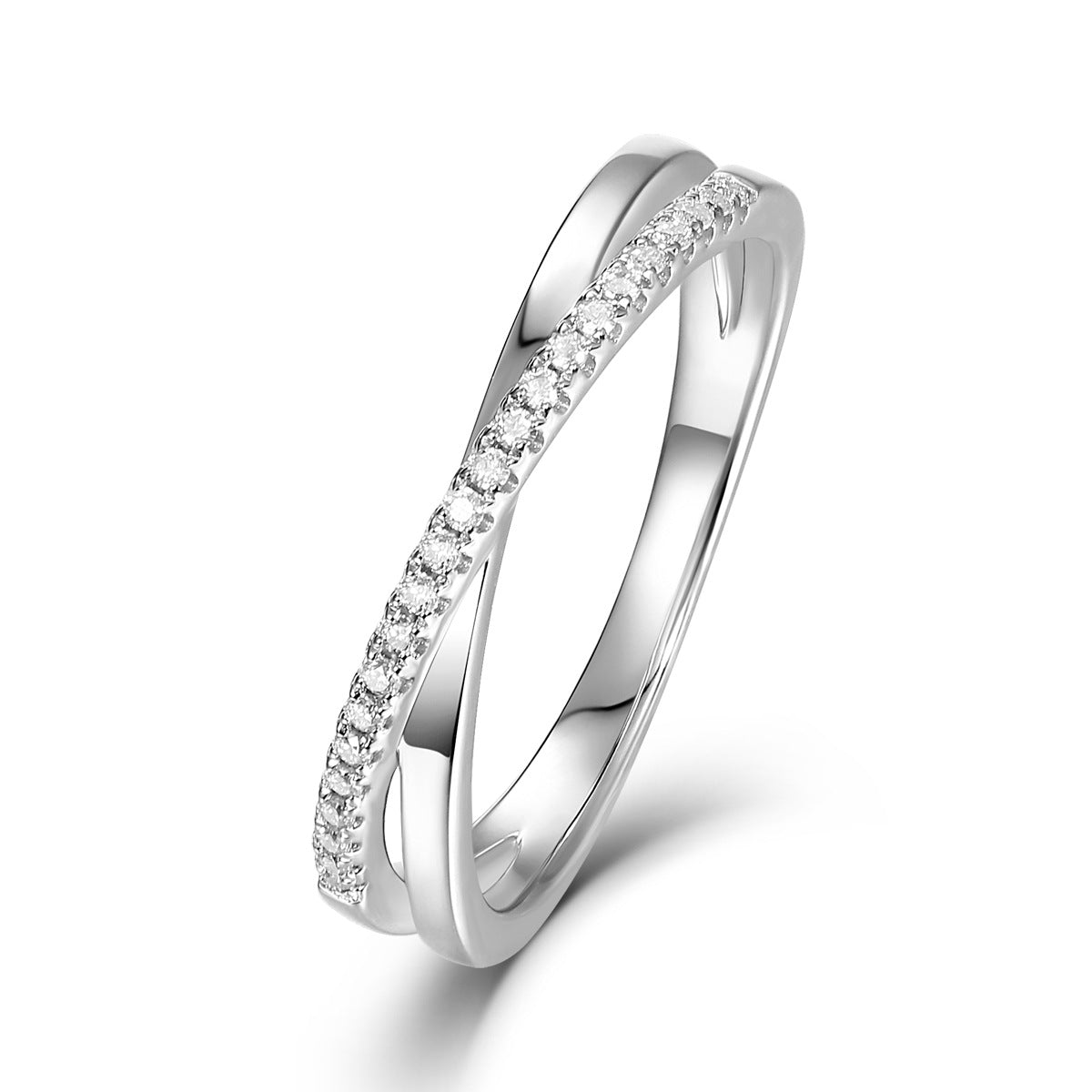 Korean Style Moissanite Cross Ring in S925 Silver