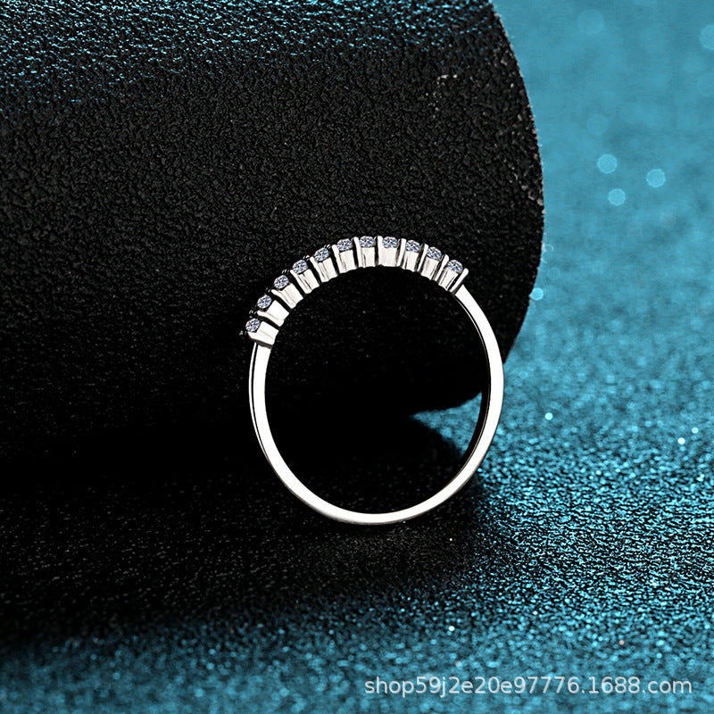 S925 Silver Ring with 16-Point Moissanite Engagement