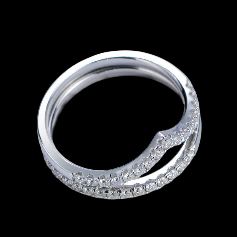 Moissanite Ring S925 Silver Plated Band Jewelry