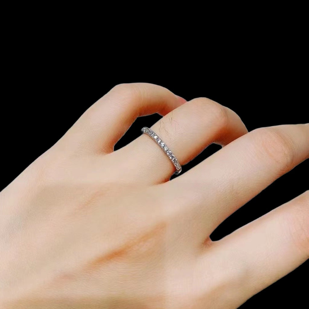 Women's S925 Silver Plated Moissanite Row Ring