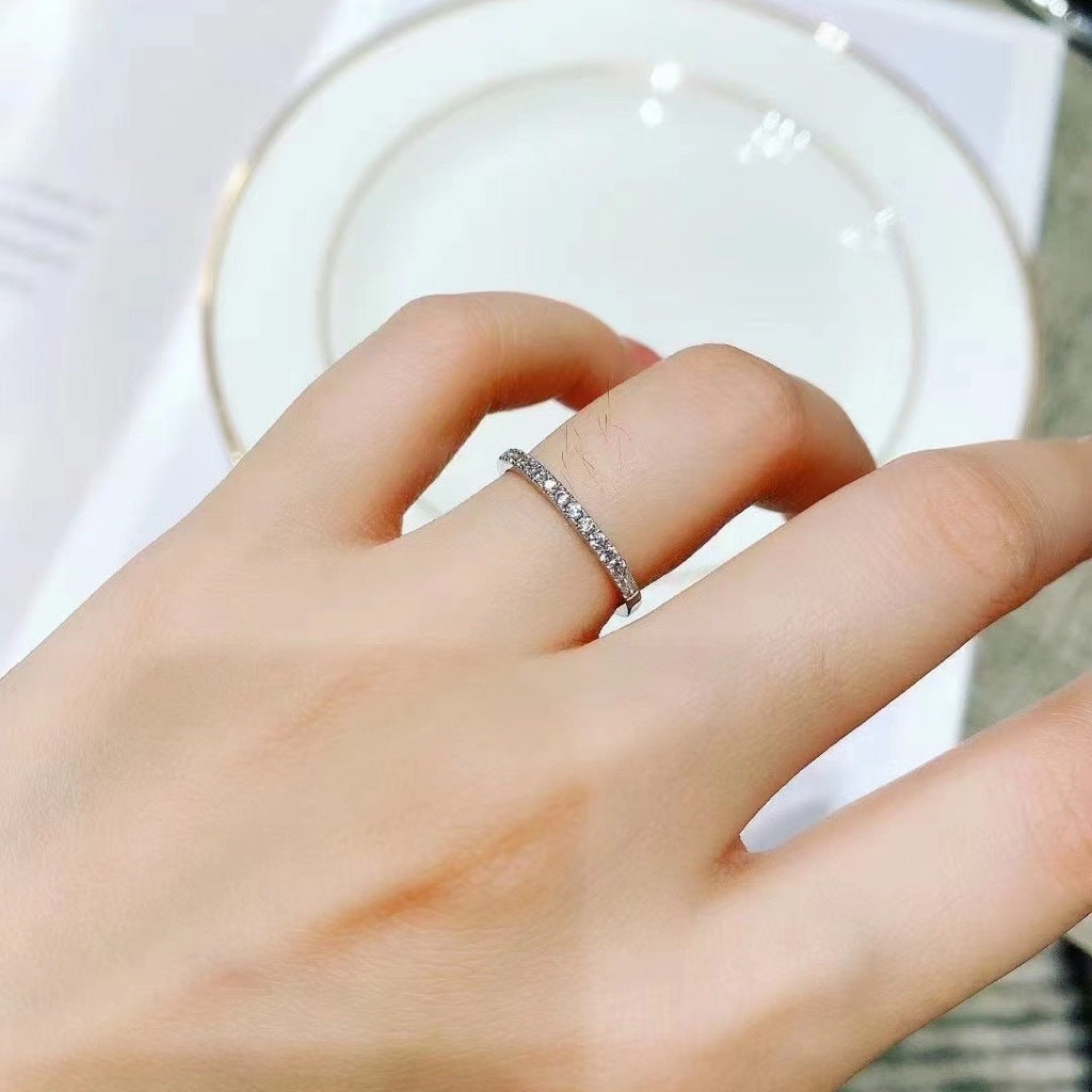 Women's S925 Silver Plated Moissanite Row Ring