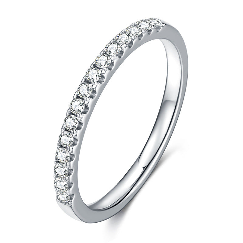Moissanite Ring S925 Silver Plated Band Jewelry
