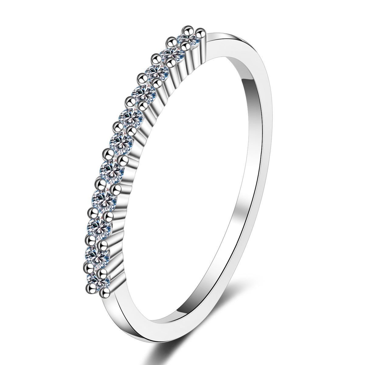S925 Silver Ring with 16-Point Moissanite Engagement